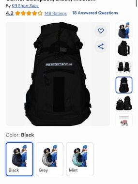 K9 Sport Sack Black Dog Carrier Backpack